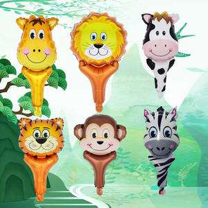 Globo de cabeza de Animal de dibujos animados para niños, palo de mano de Tigre, León, mono, decoración de fiesta - Product Image 6