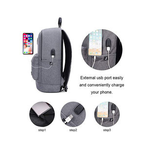 Mochila Escolar Personalizada Simple con Puerto USB, Impermeable, para Viajes, para Portátil de 15.6 Pulgadas - Product Image 3