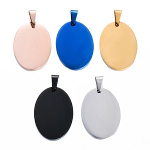 Breloque d'identification pour animaux de compagnie en acier inoxydable de forme ovale, 5 couleurs |   Pendentif gravable vierge pour collier de chien ou de chat |   Bijoux en gros - Product Image 2
