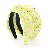 AB personnalisé Jacquard graine cristal perle tresse perle bandeau jaune paillettes tissu pour filles luxe accessoire de cheveux