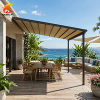 Umweltfreundliche Einziehbare PVC-Pergola Wasserdichtes Motorisiertes Aluminiumlegierungssystem LED-Beleuchtung Bogenförmiger Rahmen für den Außenbereich