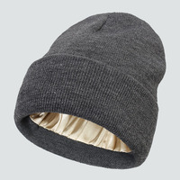 Bonnet doublé satin unisexe, chaud et tricoté, couleur unie, protection des cheveux, style décontracté pour femmes et hommes, idéal pour les voyages, les activités de plein air et le quotidien