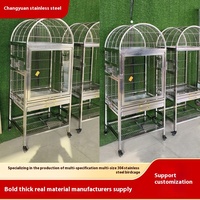Großer Vogelkäfig aus Edelstahl 304 im Neuen Europäischen Stil, Indoor-Zuchtkäfig für Papageien mit Gehärteter Front und Atmungsaktiver Massiver Eisenbox