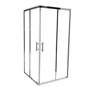 Cabina de Ducha Minimalista con Marco Cuadrado Negro Mate de Acero Inoxidable SUS304, <span class=keywords><strong>Espejo</strong></span> de Vidrio Templado, Puerta Doble Corredera para <span class=keywords><strong>Baño</strong></span> - Product Image 1