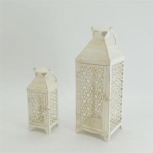 Decor White Metal <strong>Candle</strong> <strong>Lanterns</strong> Set of 2 <strong>Lanterns</strong> Decorative Modern Farmhouse <strong>Lantern</strong> - Product Image 3