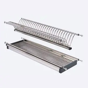 Stainless Steel 2-Tier Dish Rack and Drainboard with Utensil Holder Large Metal Dish Drying Rack with Drainboard for Kitchen