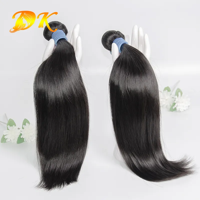 Tenun Lurus Halus Cantik 15a Kutikula Penuh Yang Belum Diproses 100% Bundel Rambut Kamboja Virgin dengan Rambut Manusia Frontal