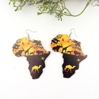 Pendientes con estampado de mapa de África