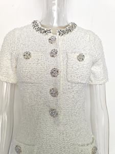 AIMEISI Abito Elegante da Donna a Maniche Corte <span class=keywords><strong>con</strong></span> <span class=keywords><strong>Perline</strong></span> Decorative, Vestito Aderente Semplice in Maglia Corta - Product Image 3