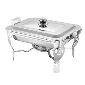 Stainless Steel <b>Square</b> Buffet Server With Lid Hotel Catering Warming Equipment Folding Stand Silver Modern Design - Product Image 3