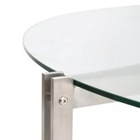 Table basse ronde en verre, moderne et simple, en acier inoxydable massif, facile à expédier Table centrale