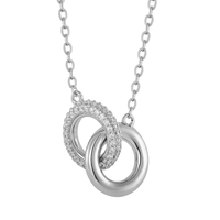 Collier en argent sterling 925 pour femmes, design à double anneau entrelacé, collier simple pour couple, personnalisation en gros