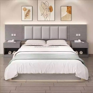 Modern Hotel Bedroom Furniture Set WoodTwin Bed Frame with Upholstered <b>Headboard</b> Nightstand TV Cabinet Wardrobe for 3 Star Hotel - Product Image 5