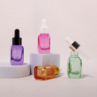 Flacon compte-gouttes carré en verre coloré de 15 ml, flacon vide pour huile essentielle, emballage personnalisé pour soins de la peau