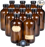 Bouteilles en verre Boston rondes noires mates de grande taille (8 oz, 16 oz, 32 oz) avec revêtement noir pour boissons, liqueurs et jus