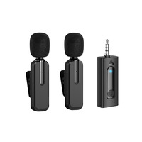 Mikrofon Nirkabel Model Kerah Plug and Play Mini dengan Peredam Kebisingan Kompatibel dengan Ponsel PC Kamera Komputer