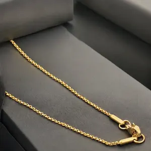 Kalung Perhiasan halus mode kustom rantai emas 14 k-18 k 40 cm-45 cm untuk pria dan wanita