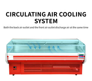 <span class=keywords><strong>Vitrina</strong></span> <span class=keywords><strong>Refrigerada</strong></span> Comercial para Carnes - Exhibidor Refrigerado por Aire con Tapa de Cristal para Presentación y Almacenamiento de Carne Fresca - Product Image 3