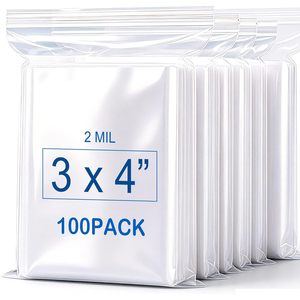 ถุงพลาสติกใสแบบมีซิปล็อค ขนาด 3x4 นิ้ว หนา 2 มิล แพ็ค 100 ใบ สำหรับจัดเก็บเครื่องประดับ อุปกรณ์อิเล็กทรอนิกส์ ของเล่น และการเดินทาง - Product Image 1