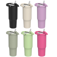 Gobelet isotherme personnalisé OEM de 32 oz avec couvercle et paille, bouteille d'eau isotherme réutilisable pour la maison, le bureau, s'adapte au porte-gobelet