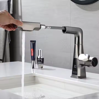 Robinet de lavabo moderne en laiton monotrou à tirette avec capteur sans contact, noyau de vanne en céramique à poignée unique pour la cuisine