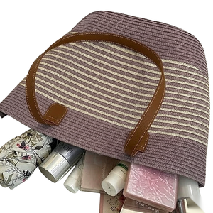 Trendy Straw Lady Elegant Woven Handbag Solid Color Open Closure Large Tote <b>Bag</b> for Daily & <b>Work</b> Use Polyester Lining - Product Image 6