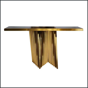 Italian Style Entryway Table Marble Top Stainless Steel Pedestal Console Table Minimalist Design For Indoor Use - Product Image 5