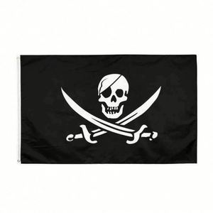 Drapeau Calico Rackham Jack Jolly Pirate Crossbones Swords 3x5 pieds, bannière en polyester Roger Revenge - Product Image 1