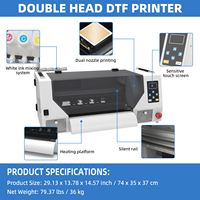 Machine d'impression de t-shirts professionnelle à double tête Xp600 I1600 I3200, imprimante graphique DTF A3 30CM pour logos