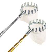 Perche télescopique multifonctionnelle en acier inoxydable, longueur réglable, avec crochet renforcé, pour épuisette
