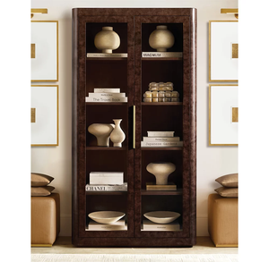 High Quality Luxury Fine <strong>Furniture</strong> Kitchen Solid Wood Glass <strong>Curio</strong> Display <strong>Cabinet</strong> - Product Image 4