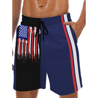 Shorts de bain décontractés pour hommes avec logo personnalisé, motif sans couture, taille élastique, en nylon et polyester, pour la plage et la course à pied