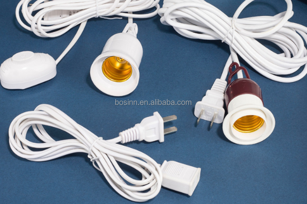 Portalampada LED Con Interruttore, Base E27, Bianco, Per Interni, 1 Pezzo