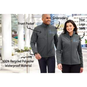 Chaquetas blandas de concha bordadas personalizadas para mujer, ropa de trabajo L720 con textos de logotipo, sin C y recicladas - Product Image 3