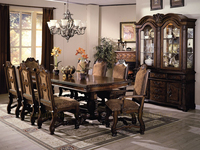 Europäischer Antiker 8-Sitzer Esszimmer-Set mit Drehbarem Rechteckigem Holztisch und Stühlen