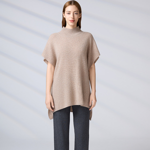 Poncho châle en cachemire pour femme, col roulé, manches chauve-souris, tricot minimaliste couleur unie, coupe longue et ample, chaud pour l'hiver, vente en gros - Product Image 1