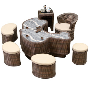 Set da Giardino in Metallo Stile Cinese Moderno Purple Leaf, Tavolo e Sedie per Esterni, Combinazione per Cortile e Veranda - Product Image 1