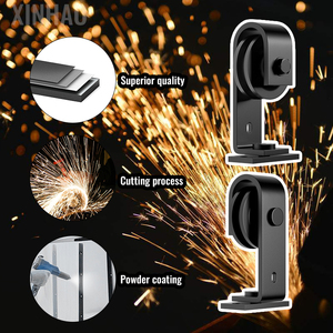 4FT/1.22M Porte unique montée sur le dessus Bi-fold noir porte de grange coulissante matériel intérieur personnalisation Kit de quincaillerie de porte de grange en bois - Product Image 4