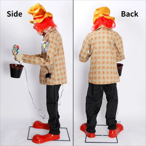 Decoración Animada de Halloween: Figura de Payaso Eléctrico con Ojos Luminosos y Cubo de Dulces por Inducción, Divertida Figura de Joker de Pie - Product Image 5