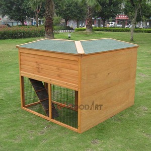 İki katlı ahşap tavşan kafesi ile kayma rampası ve tepsi - Product Image 3