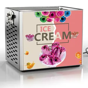 220V 110V Tabletop Mini Thai Stir Fry Ice Cream Thailand Rolled Icecream Making Ice Cream Machine Roller