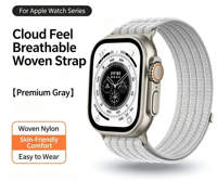 Bracelet de montre sport en nylon tissé respirant compatible avec Apple Watch S11, Ultra 3, Series 10 9 8, SE 2