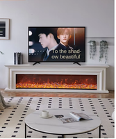 Cheminée électrique française 1,8/2,2/2,4 m avec meuble TV, simulation de flamme LED, télécommande, construction en bois, autoportante, pour usage hôtelier