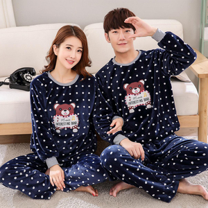 Pijamas de franela de manga larga para parejas, ropa de dormir de invierno directa de fábrica, nuevo diseño - Product Image 6