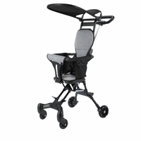 Poussette multifonctionnelle pour bébé et tout-petit avec cadre en acier inoxydable, pliable, barre de sécurité, tige de poussée, capacité de charge de 15 kg, idéale pour les voyages