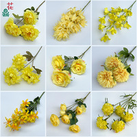 Fleurs de mariage jaunes citron simulées de 24 ans pour les décorations de Noël et d'hôtel, fleurs artificielles durables