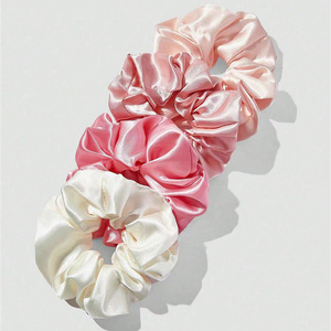 Vente en gros de porte-queues de cheval de haute qualité, couleur unie, élastiques pour cheveux, accessoires, chouchous en satin de soie pour femmes - Product Image 2