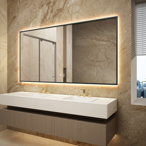 Miroir de salle de bain LED à cadre noir rectangulaire de haute qualité avec miroir à trois couleurs - Product Image 2