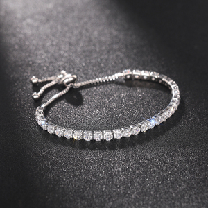 CAOSHI 4mm Round Square 5A Zircon Single Row Women <strong>Bracelets</strong> <strong>Silver</strong> Gold Plated <strong>Adjustable</strong> Zirconia Diamond CZ Tennis <strong>Bracelets</strong> - Product Image 1