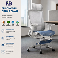 Chaise de bureau ergonomique en maille certifiée BIFMA Premium avec base chromée 350, mécanisme de verrouillage à 4 roues, roulettes silencieuses en PU de 60 mm